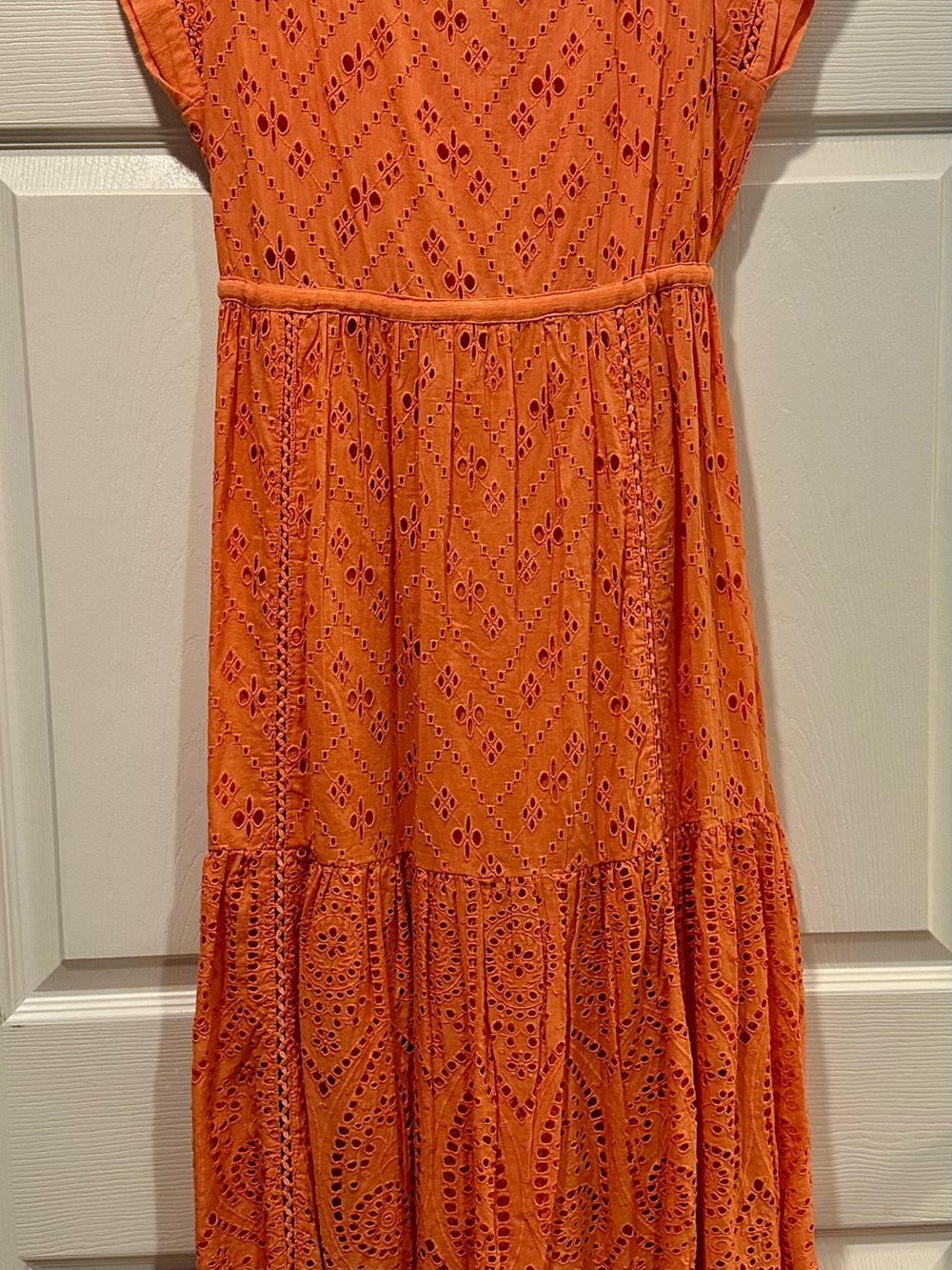 Sundance Orange Eyelet Button-Front Tie-Waist Dress - Picture 2 of 3